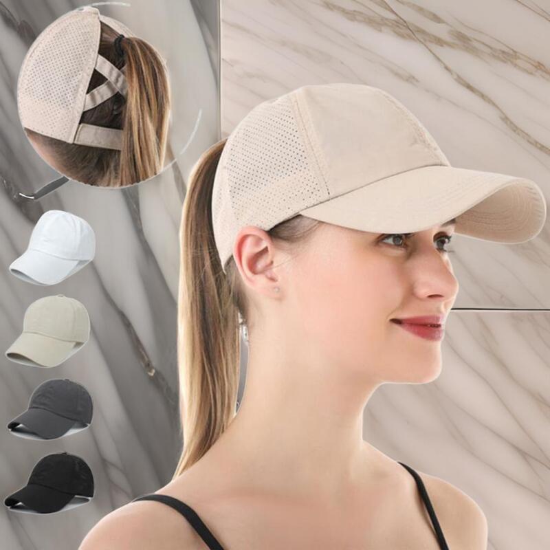 Women's Casual Ponytail Punching Mesh Ball Cap