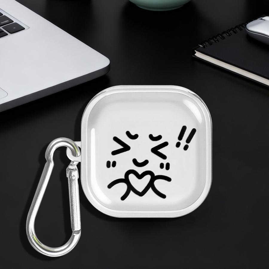 Case For Samsung Galaxy Buds 4 Pro 4Pro 2 2Pro Live 3Pro 3 FE Clear Earphone Cases Cover With Hook Cute And Loving Person