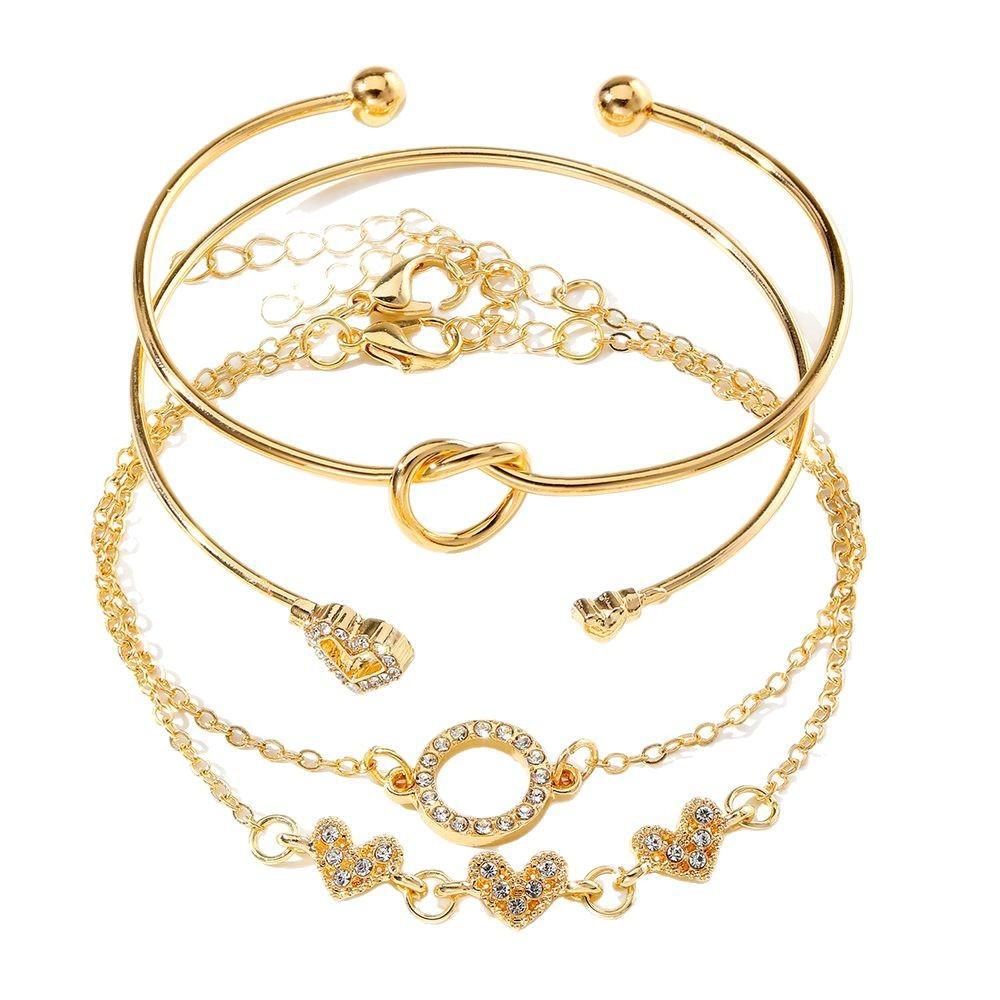 European and American new alloy love knotted bracelet, niche design jewelry knotted opening bracelet 1-piece set