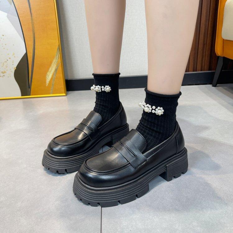 Fashion British Wind Spring and Summer New Small Leather Shoes Female Autumn and Winter New Thick Soles All Match Mary Jane Loafers