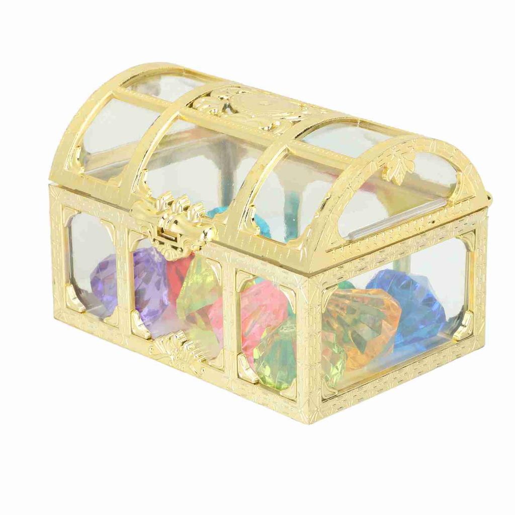 10PCS Diamonds Diving Toy Acrylic Golden Box Colorful Underwater Gem Pool Toys for Boys and Girls