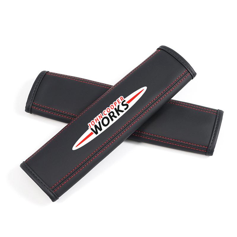 

2Pcs Car Seat Belt Nappa Leather Safety Belt Shoulder Covers For Mini Cooper Works S JCW F55 F56 R50 R55 R56 R60 R61F54 F56 F60