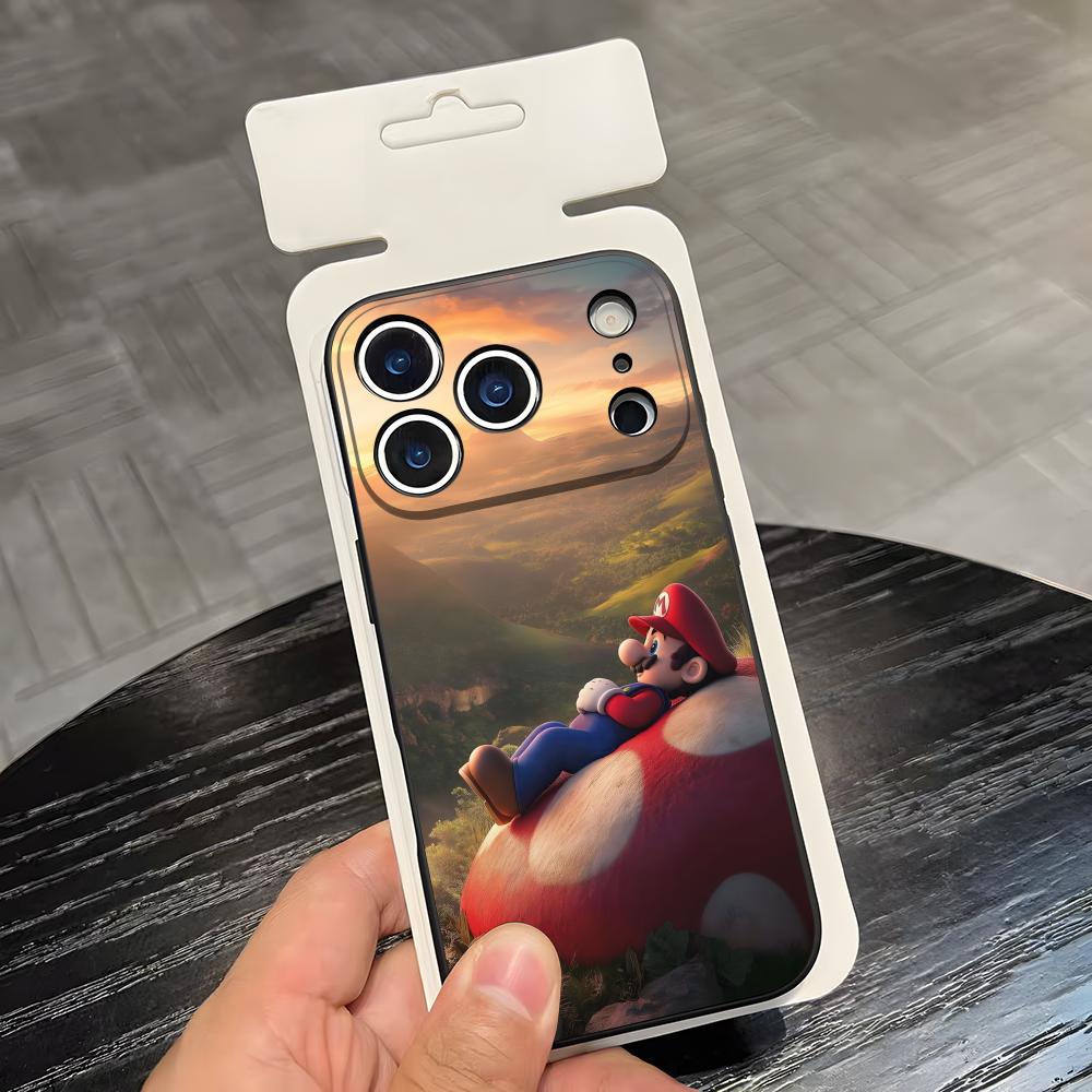 S-Super M-Mario Phone Case For IPhone 17 Air 16 E Pro Max 15 14 13 Mini 12 Pro 11 Max Plus Black Soft Shell