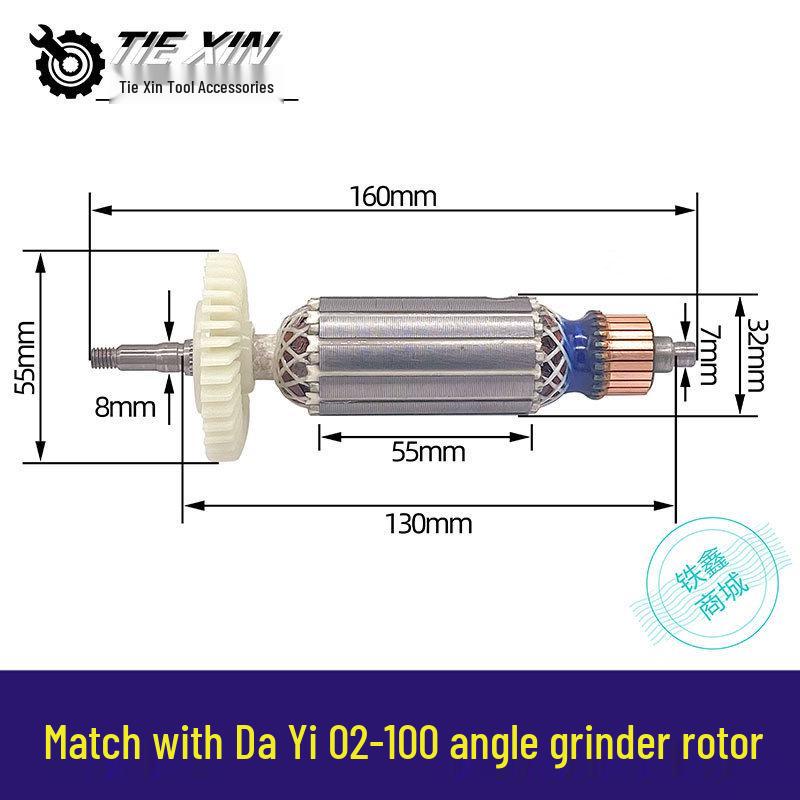 Winkelschleifer Rotor Motor | Dayi 02-100 | 100 Typ Vollkupferdraht Zubehör | Artikel-Nr.. 02639