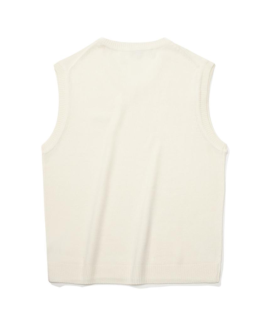 Columbia University 1754 Crown V Neck Vest Sweater Cream