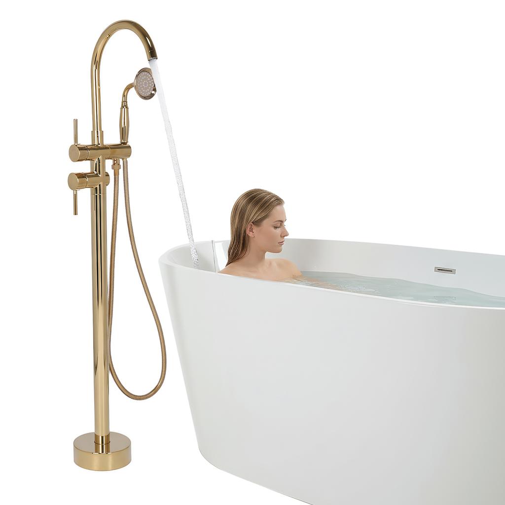 Freestanding Bathtub Faucet Tub Filler Faucets Chrome Floor Mounted Brass Bathroom Faucets with Handheld Shower