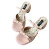 College-Stil, Gut aussehendes Temperament, Sandalen für Damen Sommer High Heels mit Schleifen und kleinem Blumendekor Außenbekleidung
