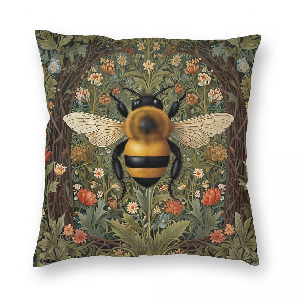 Bumblebee Botanical Gardens Pillowcase Polyester Linen Velvet Printed Zip Decorative Throw Pillow Case Car Cushion Cover