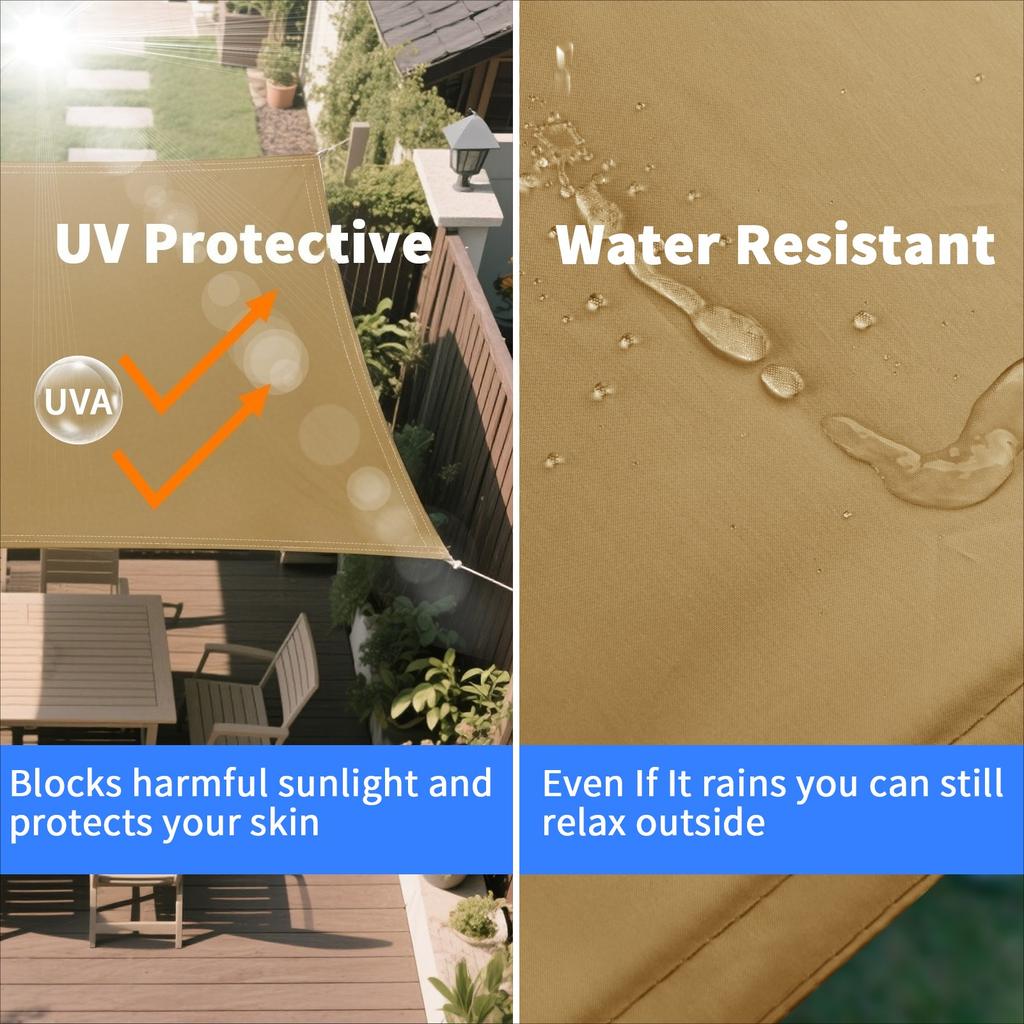 Lona Vela de Sombra para Arena Sol Impermeable Toldo Pantalla Protector Solar para Jardín Resistente Protección UV Borde Curvo Tela Tienda Refugio Solar