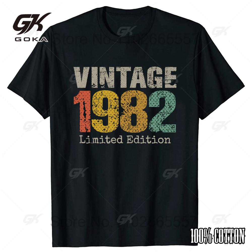 Funny Made In 1982 Limited Edition 42 Years Of Being Awesome Graphic Tshirt Casual  Men's and Women's Short Sleeve Tops