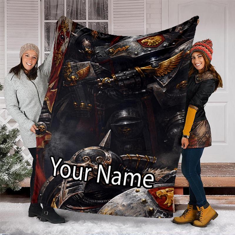 Custom Name Warhammer 40K Theme Printed Blanket - Perfect for Couch, Bed, Travel & Outdoor Use | Machine Washable, Cozy & Durable.