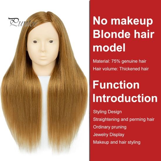 Mannequinkopf mit Echthaar Friseur Flechten Haarstyling Trainingspuppe Kosmetologie Puppenkopf Braun Golden Lange Haare Friseur Make-up