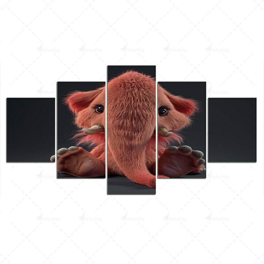 

5 шт. Мультяшный слон Животное Декор 5 штук Картины Картины Настенный плакат 5 Панель Холст HD Печать Домашний декор Без рамки Модерн