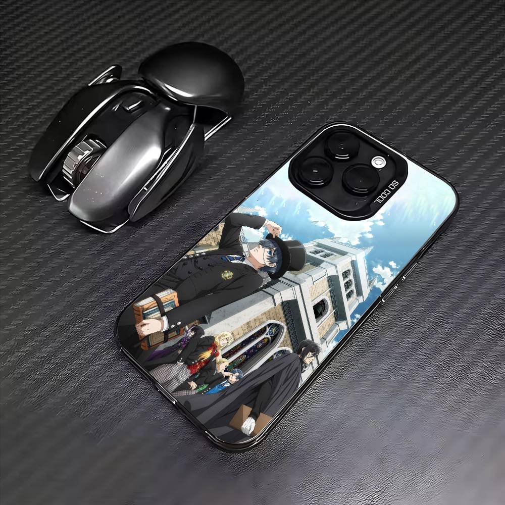 Anime B-Black Butler  Phone Case For iPhone17,16,15,14,13,12,11 Plus,Pro Max Colored Silver Plated Inside Cover iPhone14ProMax