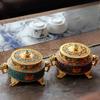 Colored Enamel Lotus Incense Burner Metal Painted Incense Base Tea Ceremony Accessories Sandalwood Coil Censer Home Decor