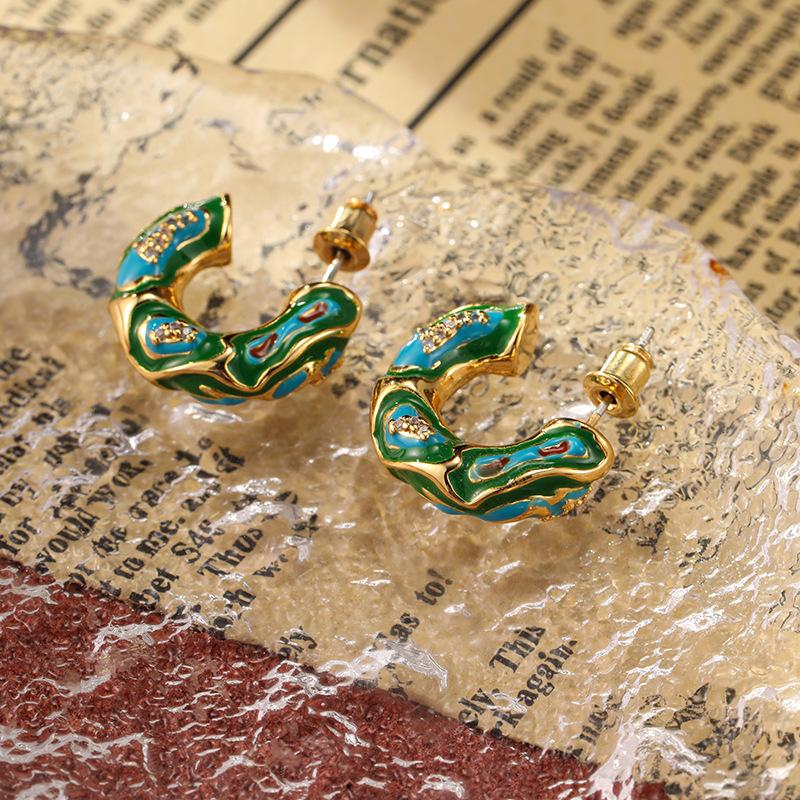 Jewelry Spring New Women's Luxury Design Dropped Oil Enamel Earrings Elegant And Fashionable Style Earrings Fashion Jewelry