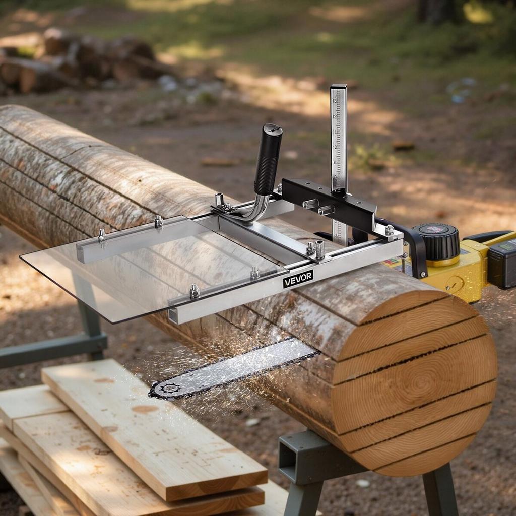 Chainsaw Mill, Portable Sawmill Fits 41-51 Cm Planking Milling Bar, Lumber Cross Cutting Guide Chain Saw with Shield, 0.2-11.81 In Cutting Thickness,