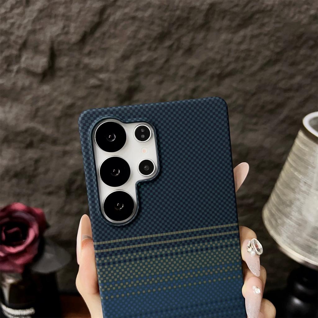 Magnetic Phone Case for Samsung Galaxy S24 S25 + Plus Ulta Kevlar Pattern Carbon Fiber Texture Matte Heat Dissipation Cover