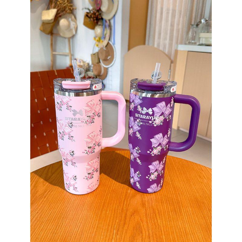 Large Capacity Thermos Cup for Women, Office Coffee Cup, Ice Cup, Straw Water Cup, Giant High-Value Cup