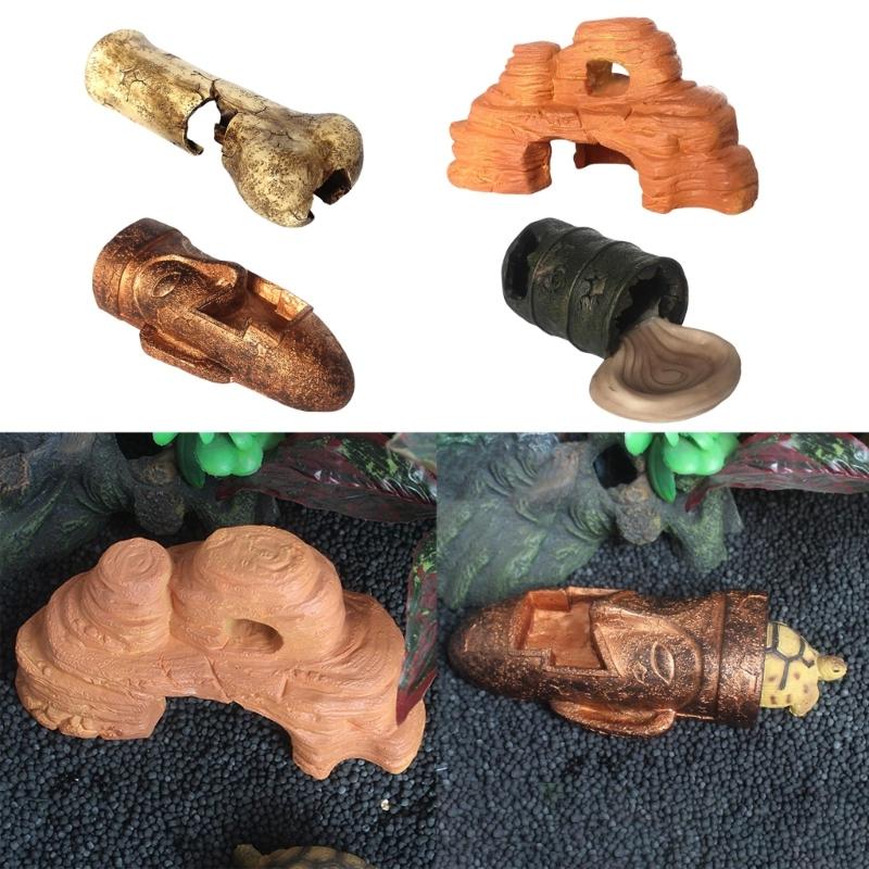 Reptiles House Shelter Basking Cave Crawling Terraces Hide Cave Small Reptiles for Secure Bearded and Snake Environment