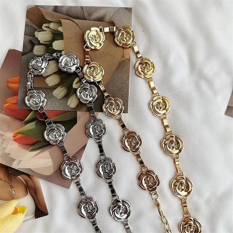 Retro Ethnic Style Metal Bohemian Waist Belt Women  Flower Waist Chain Sweater Chain Waist Seal Body Decor Accessories