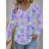 WomenS Casual Long Sleeve V-Neck T-Shirt, Floral Tulip Design, Suitable for Spring And Summer And Daily Wear