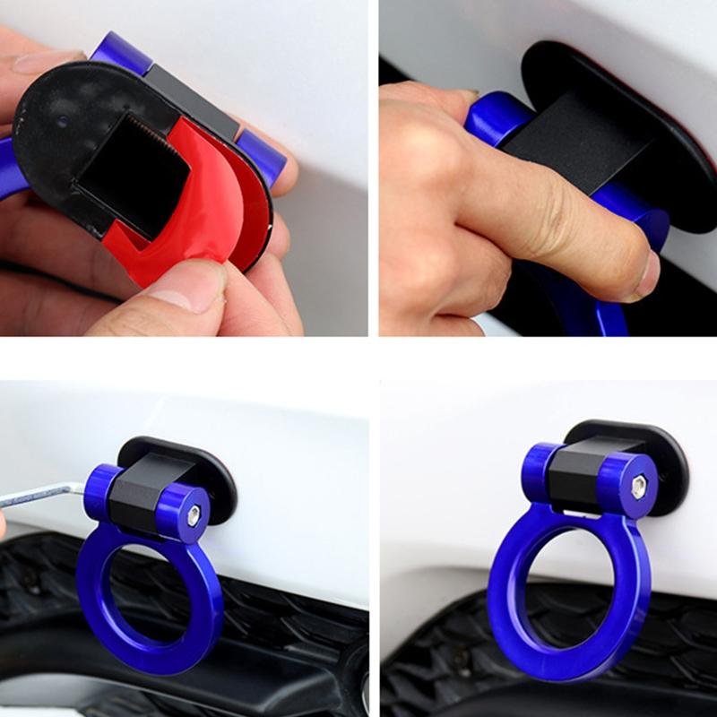 Auto Styling Anhängerhaken Aufkleber Dekoration Auto Auto Hinten Vorne Anhänger Simulationsringe Abschlepphaken ABS