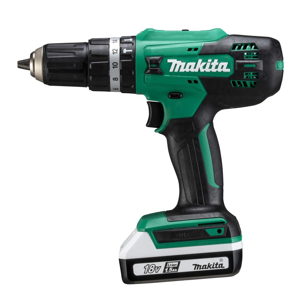 Makita Rechargeable Vibration Driver Drill with Battery and Charger MHP003DSX Green 18V1.5Ah