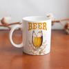 1pc 11oz Double-Sided Printed Mug for Beer Lovers, Smooth Ceramic Cup, Fun Daily Use Drinkware and Gift for Friends