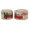 2Pcs Christmas Ribbons Cartoon Retro Truck Pattern 5 Meters Decorative AccessoriesHemp