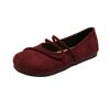 Design Sense Autumn New Thin Belt Round Head Flat Bottom Versatile Single Shoes Not Tired Feet Soft Sole Shallow Mouth Flat Heel Shoes