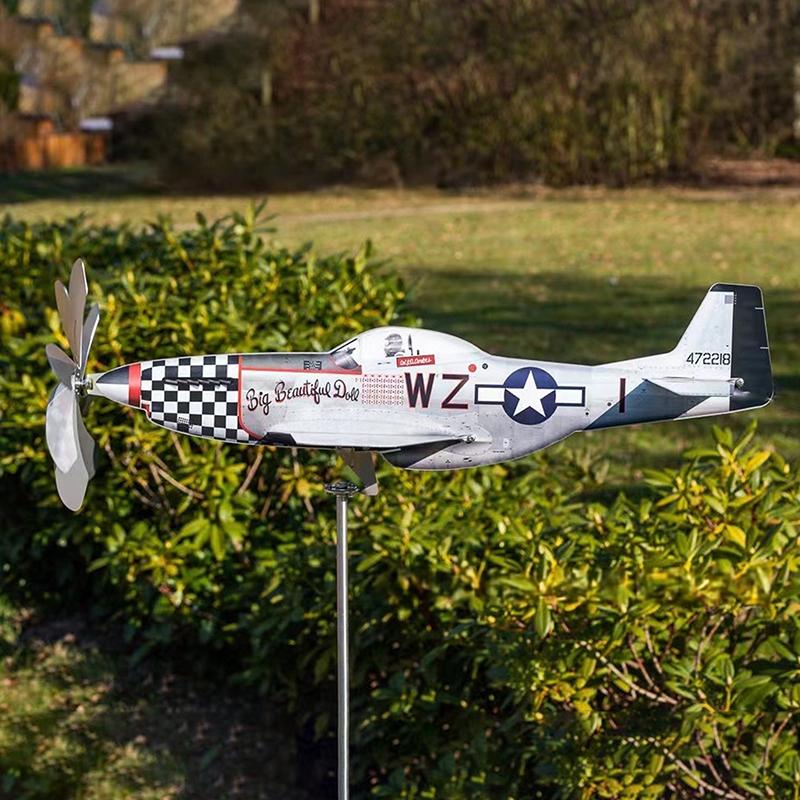 1 Stück Metallskulptur Windmühle Flugzeug Wetterfahne Außen Windrad Hof Gartendekoration Flugzeug Windspiel