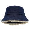 Lace edge denim bucket hat Japanese face small hat women's spring and summer sun protection hat versatile sunshade basin hat