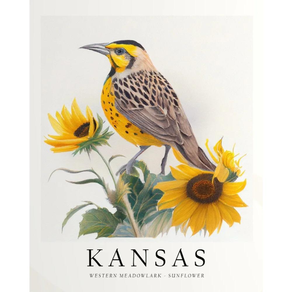 Arizona State Bird Flower Hawaii State Bird Poster Print Wall Art Pictures Canvas Painting Living Room Bedroom Home Decor Gift 21X30CMNo Framed