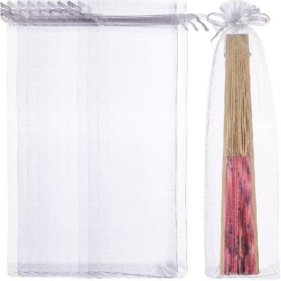 

iplusmile 100 шт. Прозрачные мешочки из органзы, 10x2,3 дюйма, на кулиске, складные бумажные мешочки для ручных вееров, шелковые сетчатые мешочки для конфет, ювелирных изделий, подарков на Рождество, 1 Count (Pack of 1)