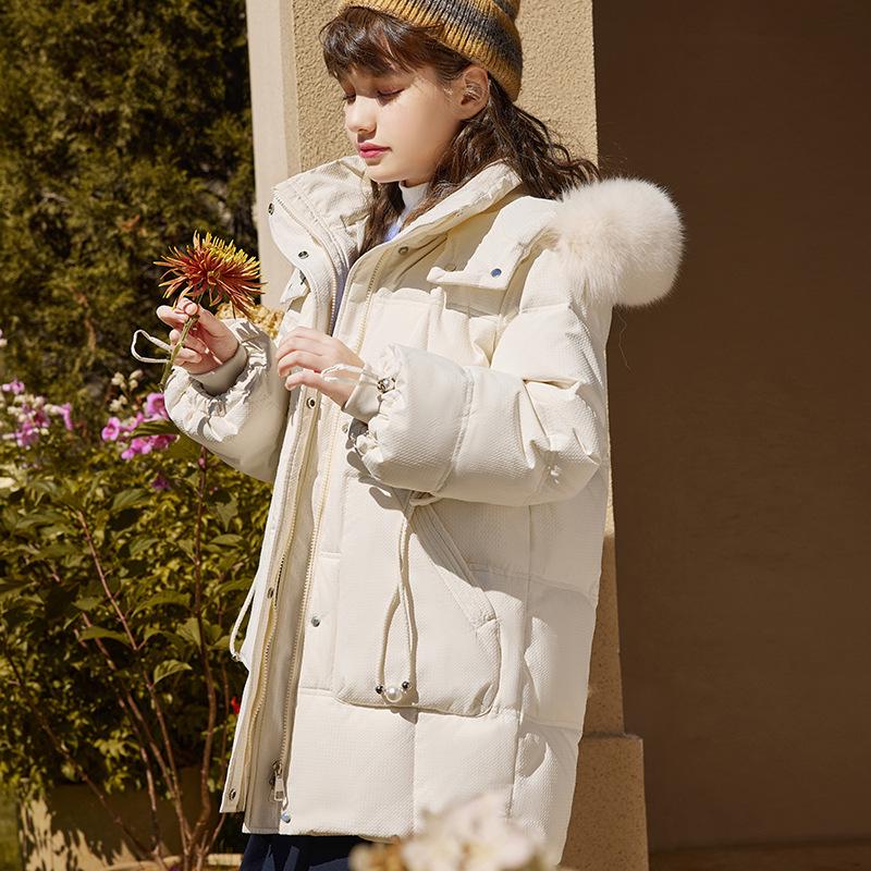 

Девочки Куртка пуховая средней и большой длины - Средней длины, Толстая, Детское пальто Распродажа 120 cm грязно-белый