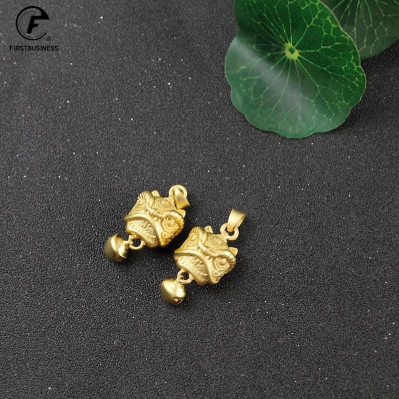 Copper Gold Lions Head Bell Small Ornaments Desk Feng Shui Decorations Retro Brass Keychain Pendants Car Decoration Accessories