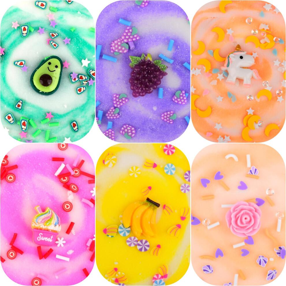 Cloud Slime Kit 12 Pack,With Stitch Rainbow Cake Strawberry Rose Slimes Charms,Fluffy Slime for Girls and Boys,Stress Relief Toy for Kids