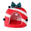 Theme Christmas Pet Cat Dog Bed Puppy Kitten Cozy Sleeping Nest Plush Cave House