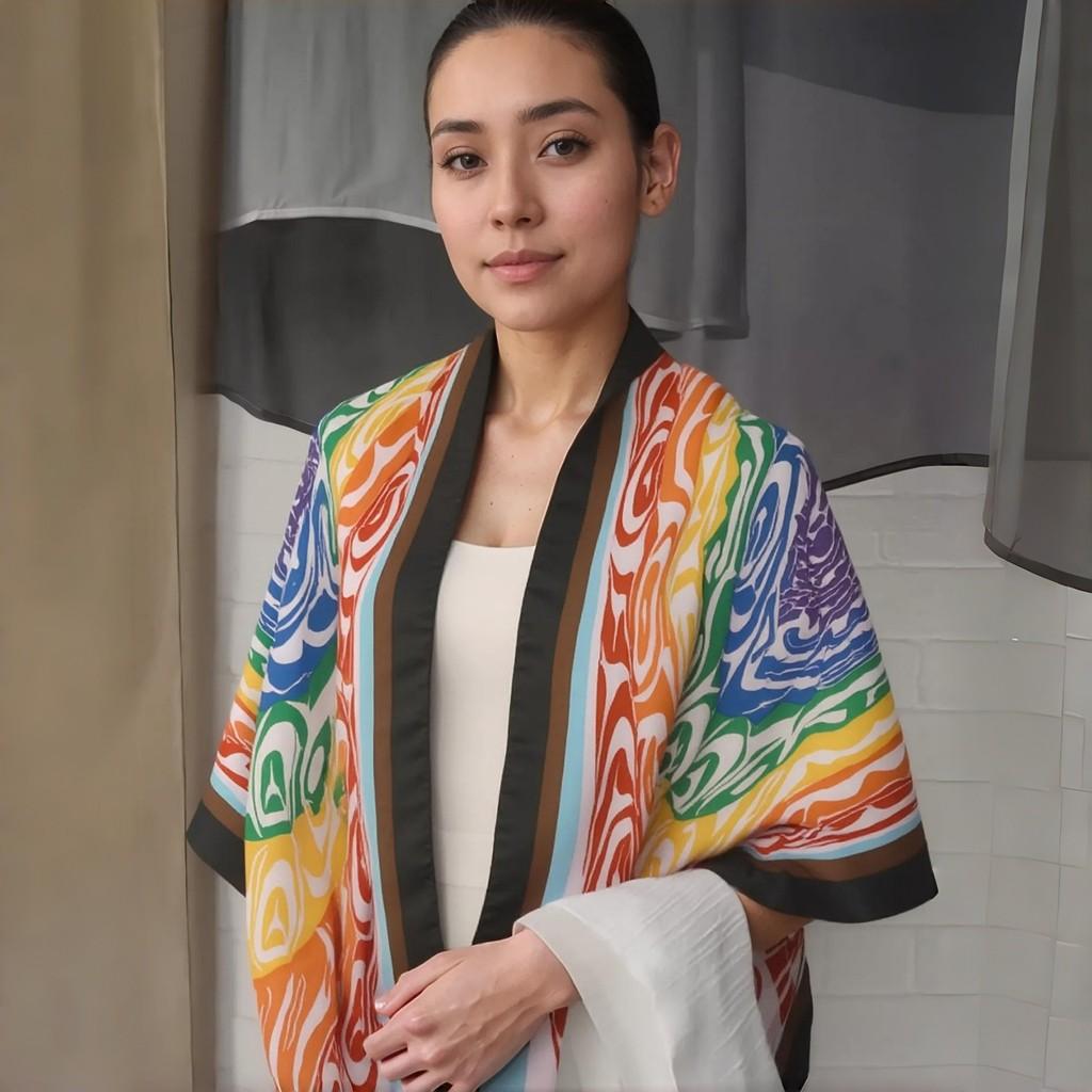 Polyester Rainbow Beach Towel With Sun Shade For Summer Outdoor Use