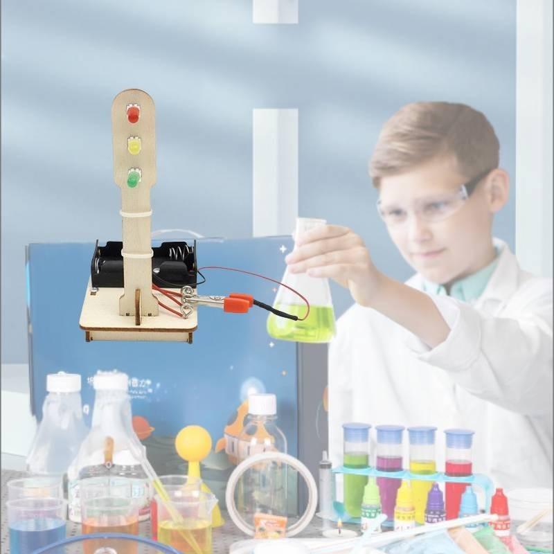 Holz DIY Ampel Lernspielzeug für Kinder Wissenschaftsexperiment MINT-Bildung