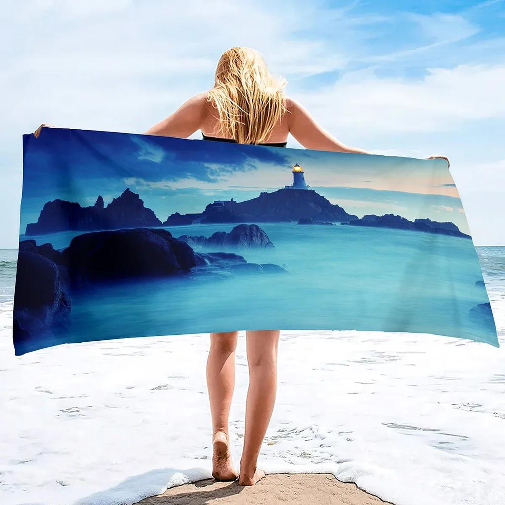 Mikrofaser Strandtücher Übergröße Stranddecke Handtuch Tragbar Leuchtturm Weich Super Wasserabsorbierend Vielseitiges Überwurfhandtuch