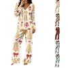 Women's Casual Fashion V-neck Loose Christmas Printed Pajamas Pajamas Set