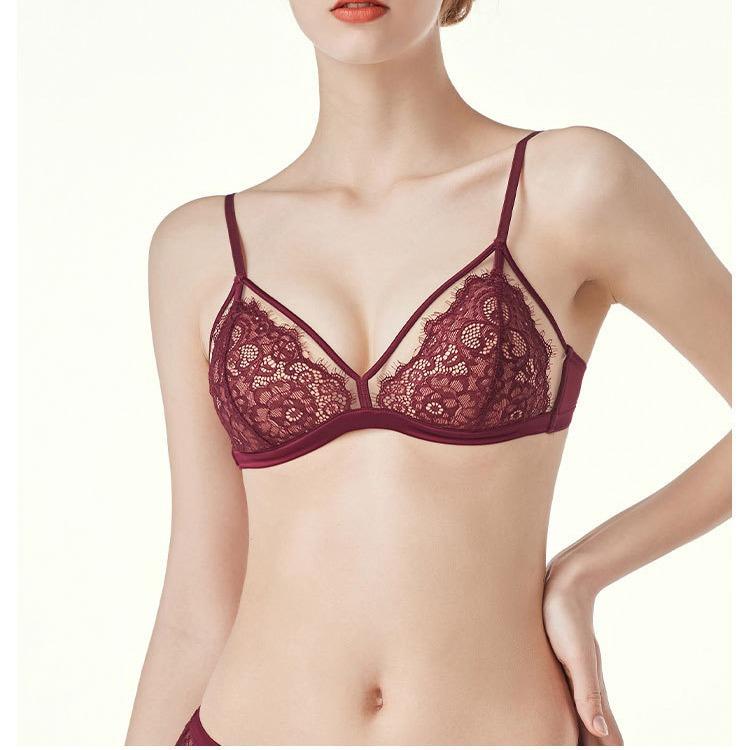 Dívčí řasy tenké dámské spodní prádlo, výrobcova sexy krajková podprsenka, pohodlná a prodyšná podprsenka s trojúhelníčkovými košíčky