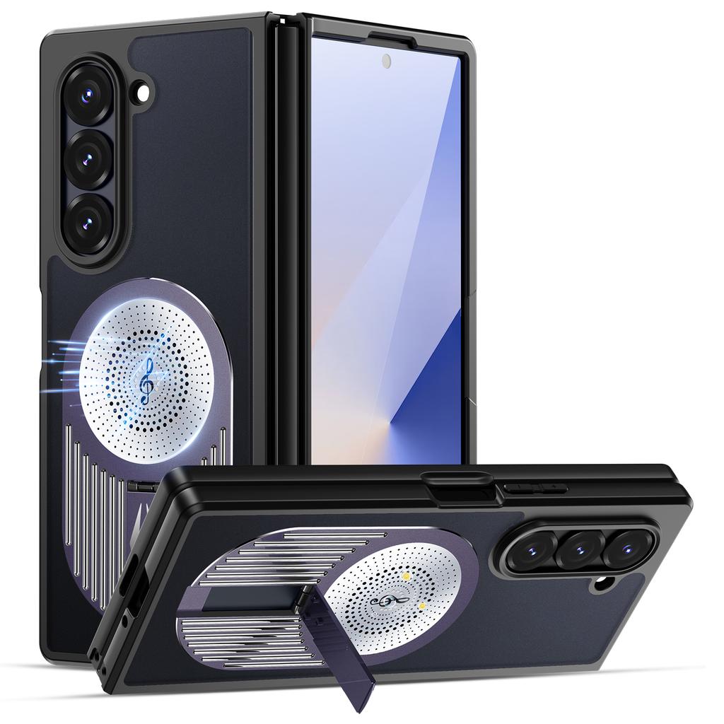 For Samsung Galaxy Z Fold5 5G Magnetic Case Heat Dissipation Aromatherapy Kickstand Silicone+PC Phone Cover