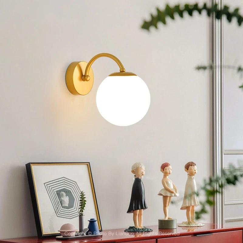 Modern LED Glass Wall Lamp Living Room Bedroom Study Wall Light Bedside Backdrop Aisle  Lndoor Wall Sconce Decor For Room Lustre
