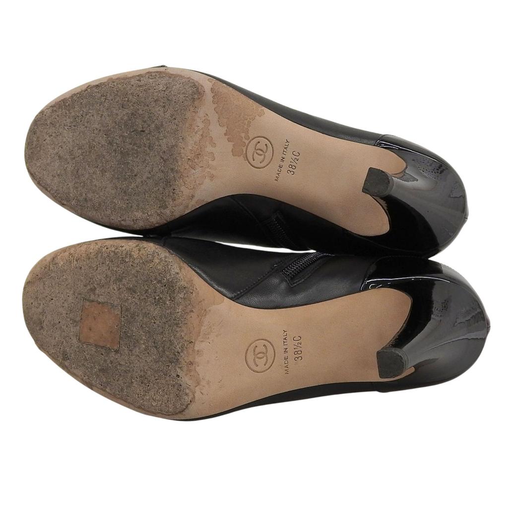 Geniales botines CHANEL de cuero negro para mujer 38.5 G31795 Usados