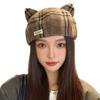 Sweet and Cute Cat Ear Beret Korean Casual and Versatile Windproof Octagonal Hat Autumn and Winter Fashion Warm Hat for Women
