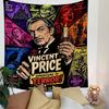 Vincent Price Horror Tapestry Wall Hanging, Terror Macabre Legend Art, Retro Halloween Wall Decor for Bedroom Man Cave