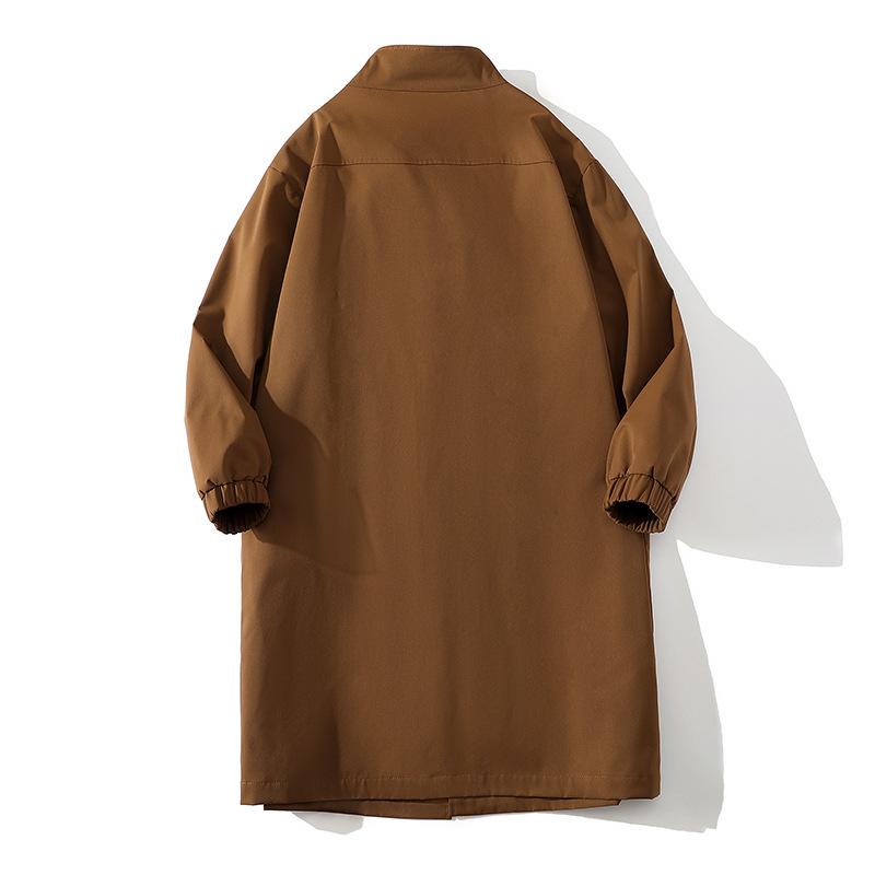 Spring and Autumn Windbreak Men's Mid To Long Coat Men's Jacket Solid Color Single Breasted Lapel Out Fashion Casual Men's Wear
